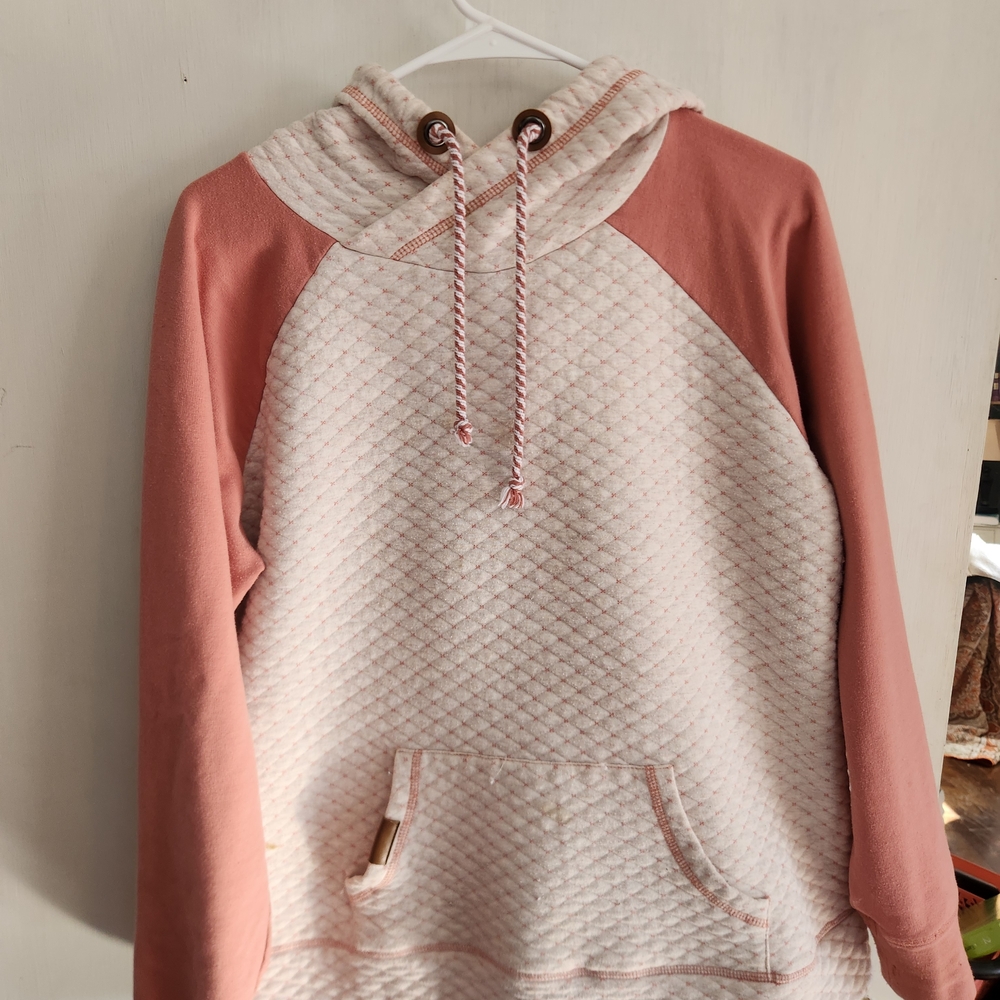 Maurices Blush and Cream Quilted Hoodie